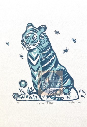 Tiger screen print - tiger, a4