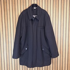 Cotton Traders Coat Overcoat Black Mens XL Wool Padded Knee Length