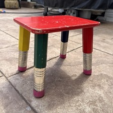 Vintage Unique Pierre Sala 1980s Crayons Pencil Wood Multicolored Stool