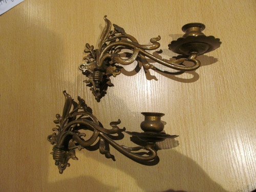 Antique brass piano sconces - antique,