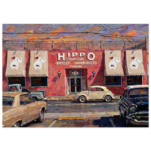 Hippo hamburgers 1960s art - -,