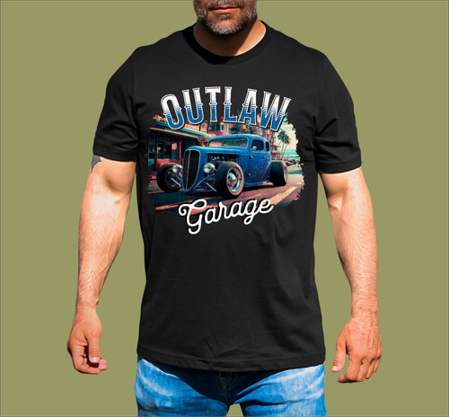 Outlaw garage shirt - garage, t-shirt