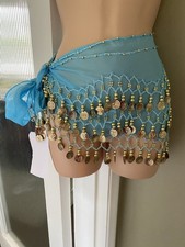 Turquoise coined belly dance hip belt