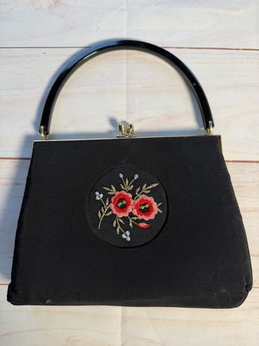 Vintage black evening bag - black,