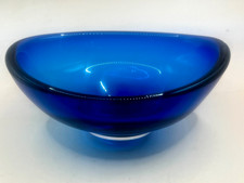 Vintage Oval  Murano Cobalt  Blue Glass Bowl