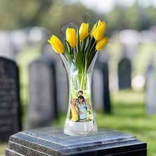 Plastic Vase For Grave Side Flowers Add Photos Large Tall 2 Pack Clear Customise
