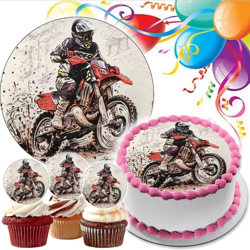 Motocross cake topper party - cake,