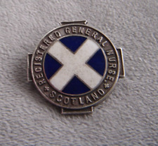 1951 REGISTERED GENERAL NURSE SCOTLAND SILVER AND ENAMEL NURSING BADGE NAMED