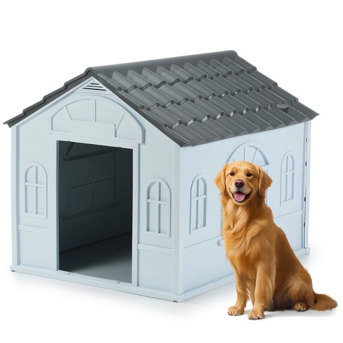 Outdoor large dog kennel - kennel, grey