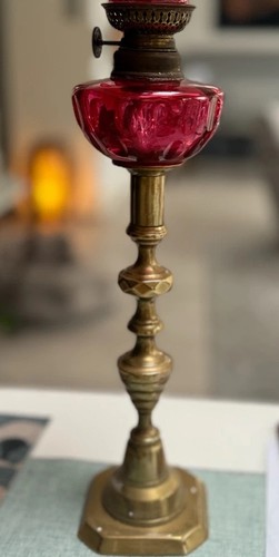 Antique brass peg lamp - antique,