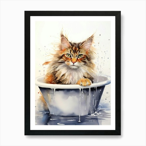 Maine coon cat bathtub - in,