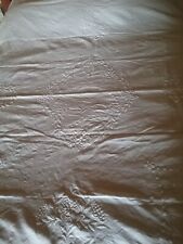 Vintage Linen Embroidered Whitework Large Bedspread Cover 190cm x 260cm