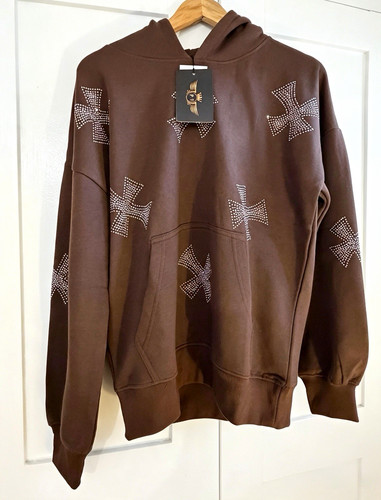 Brown rhinestone cross - brown,