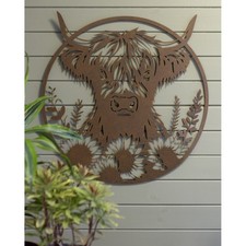 Highland Cow Floral Rustic
