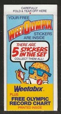 WEETABIX-FULL SET- WEET-OLYMPIX 1985 (1x SEALED STRIP OF 5 STICKERS) ALL SCANNED