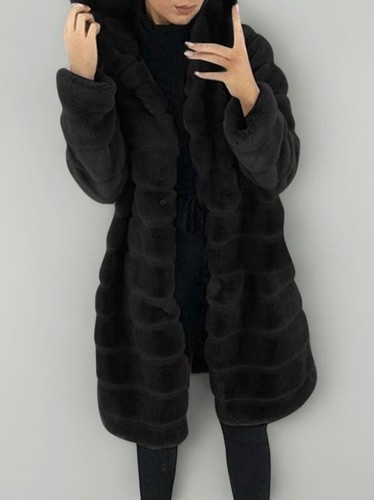 Women warm faux fur coat - fur,