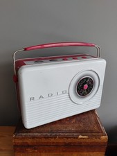 Vintage Retro Red & White Radio Biscuit Tin Lunch Box Storage Container