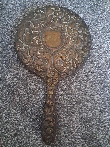 Silver plated hand mirror - hand,