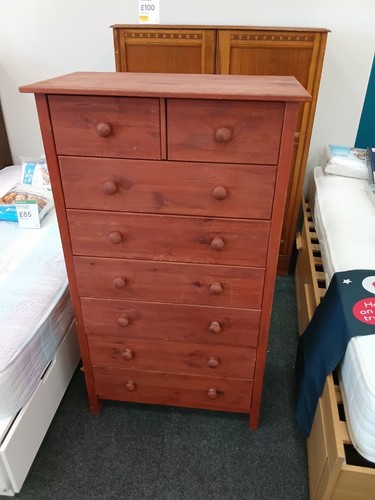 Solid pine tallboy chest - tallboy,