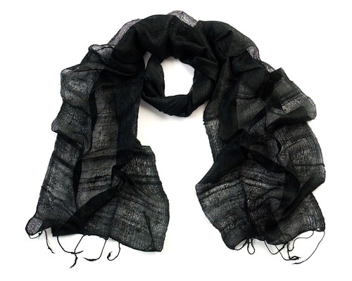 Black silk scarf - silk,