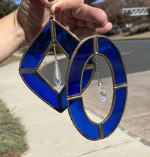 Blue Stained Glass Oval and
