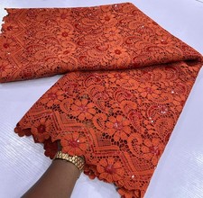 5yards Burnt Orange Cord Guipure Lace African Fabric for Dress Making