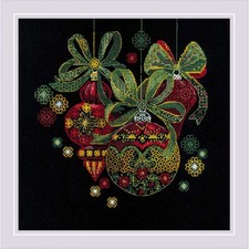 Riolis counted blackwork stitch kit "Holiday Ornaments", 25x25cm, DIY