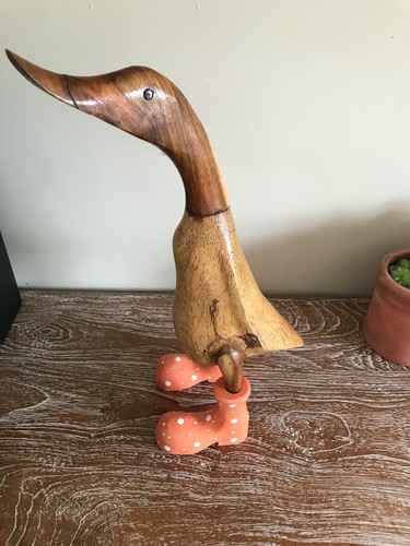 40cm hand carved wooden duck - carved,