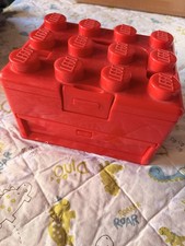 LEGO Elements: Red Brick Storage Carry Case Box with Handle & Drawer (used)