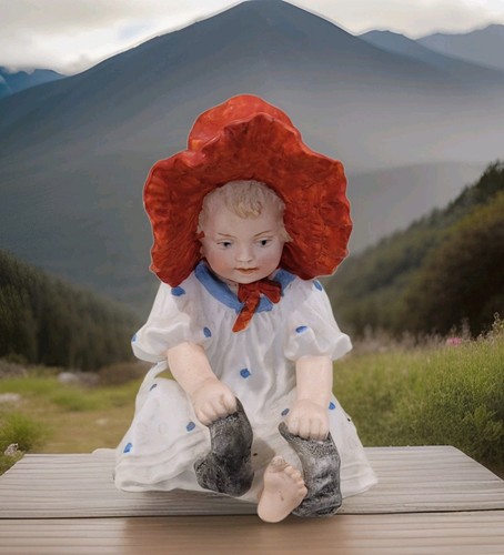 Antique heubach red bonnet - antique,
