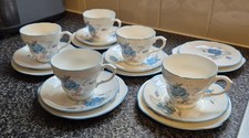 Duchess Bone China Tea Set 6 Cups  Saucers – Vintage Blue Floral Made in England