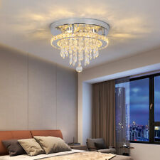 Round Dimmable Crystal Chandelier Pendant Light LED Ceiling Light Living Room
