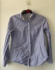 Women's Hawes & Curtis Blue Stripped Collared Long Sleeved Ladies Shirt -Size:12