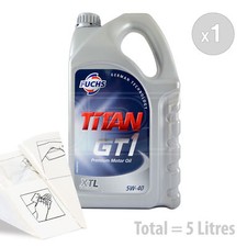 Car Engine Oil Service Kit / Pack 5 LITRES Fuchs TITAN GT1 XTL 5W-40 5W40 5L