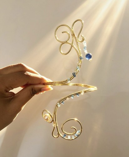 Golden blue arm cuff handmade - arm,