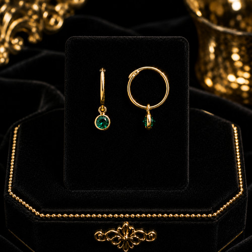 Hinged sleeper emerald hoop - sleeper,