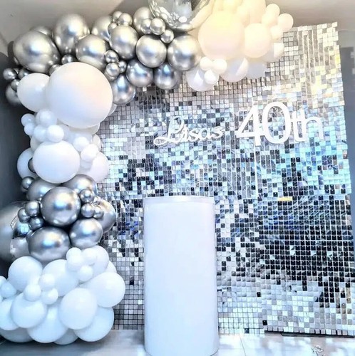 Silver shimmer wall backdrop - silver,