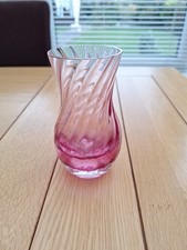 Caithness Scotland Pink Swirl  Vase 5.5" Tall - Perfect with label