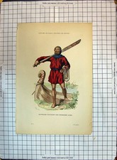 Original Old Antique Print