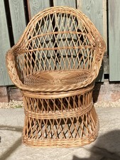 Vintage Child’s Wicker Basket Chair Quality Chunky Sturdy Piece VGC