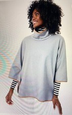 TUCKERNUCK Piper Poncho Slate Blue, Leather Trim, OS, NEW w/tags