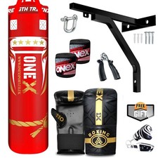 Punch Bag 4ft Filled Heavy Duty Hanging Boxing MMA Kicking Training Fitness Set