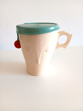CADBURYS BOURNVITA SMILEY FACE MUG NIGHTCAP LID. MELAMINE. VINTAGE. COLLECTABLE.