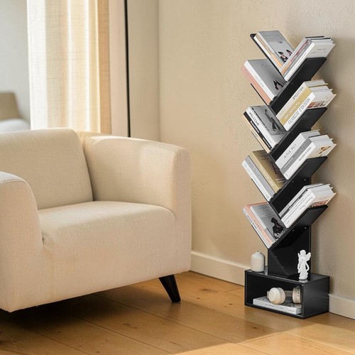 Black tree bookshelf shelf - black,