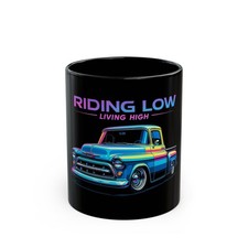 1953 Chevy 3100 Pickup Truck "Riding Low" 11oz Black Coffee Mug Gift Hot Rod