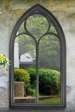 Large Mirror Garden Wall Black
