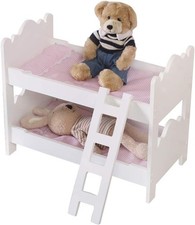 Doll Bunk Bed with Bedding Set & Ladder, 18 Inch Dolls Cot Crib Wooden Furniture