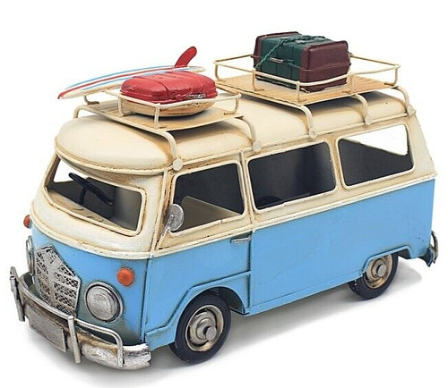 Camper van blue - blue, vintage