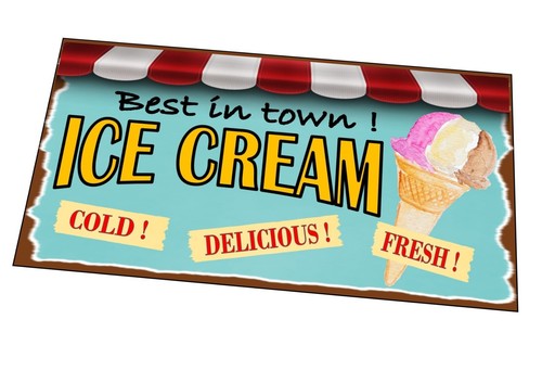 Vintage ice cream - sign, retro