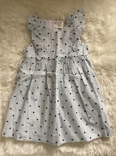 Gorgeous H&M Blue & White Striped & Spotty Dress, Age 3-4 Years, Good Condition